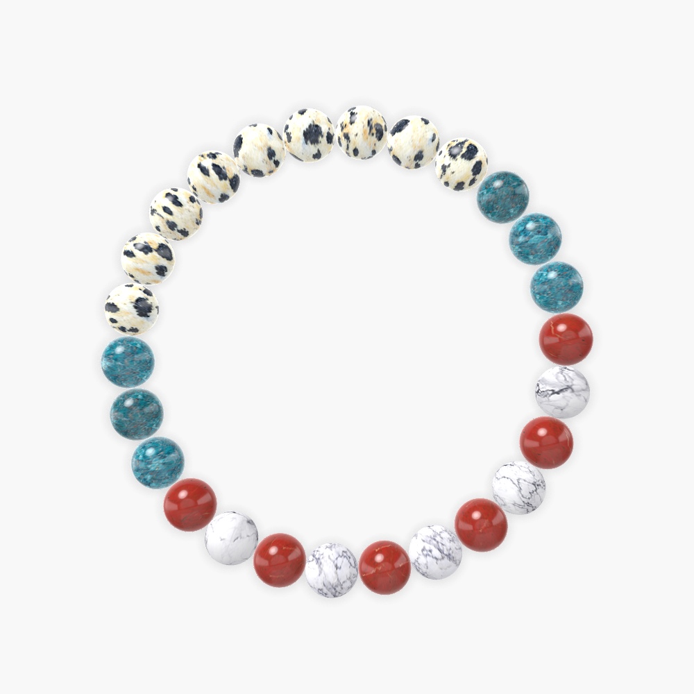 Dalmatian Jasper, Apatite, Red Jasper and more Gemstone Bracelet