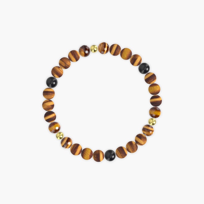 Tiger Eye and Black Obsidian Bracelet