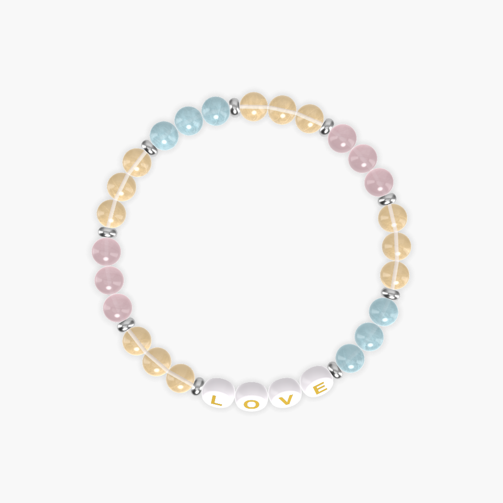 Citrine, Aquamarine and Rose Quartz Bracelet
