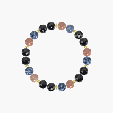 Black Tourmaline, Sodalite and Sunstone Bracelet