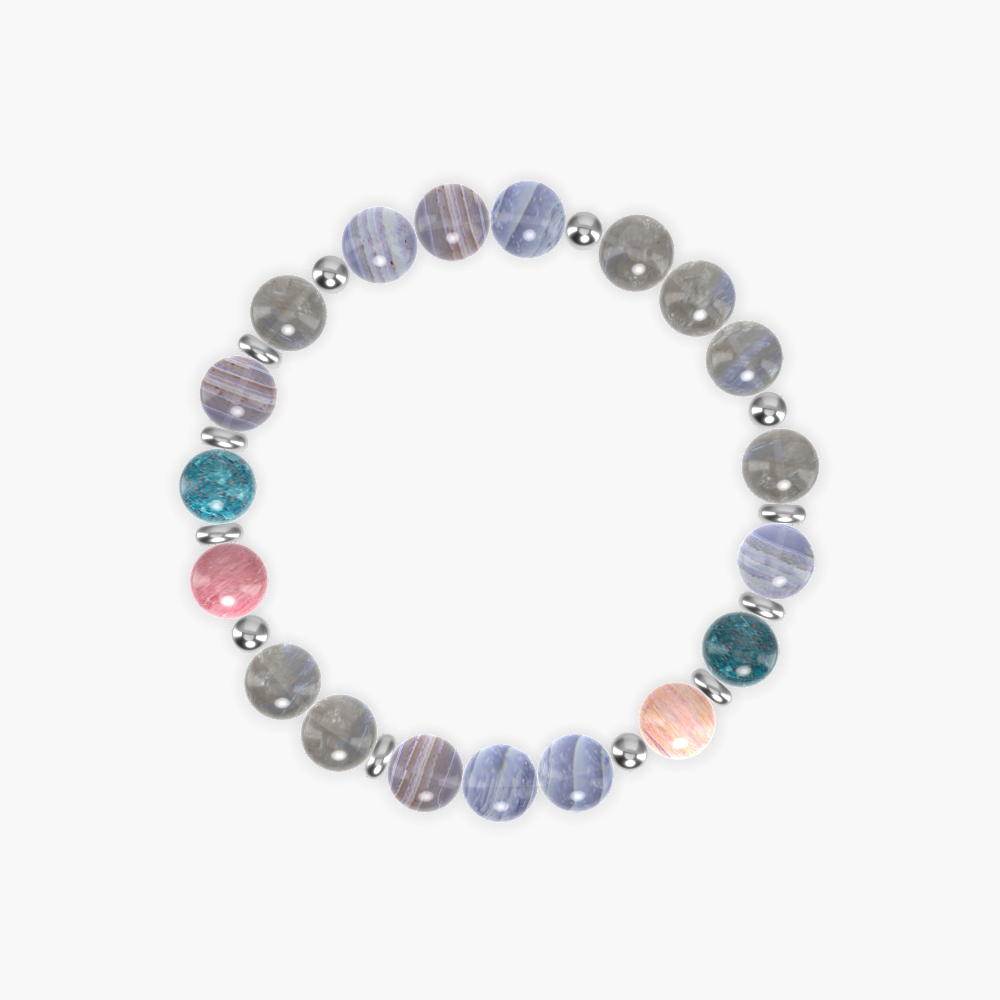 Blue Lace Agate, Labradorite, Rhodonite and more Gemstone Bracelet