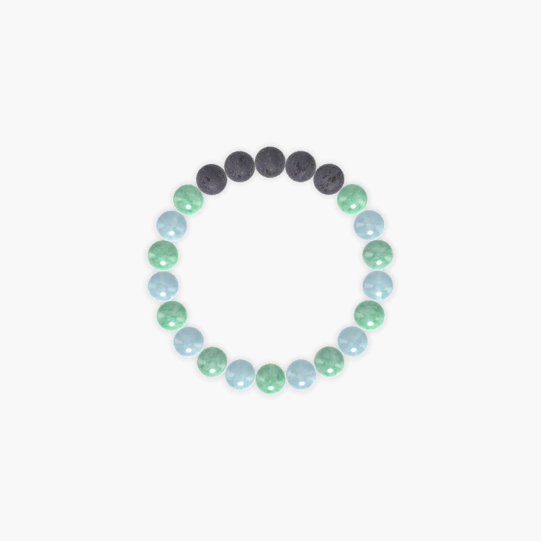 Green Jade, Aquamarine and Lava Rock Bracelet