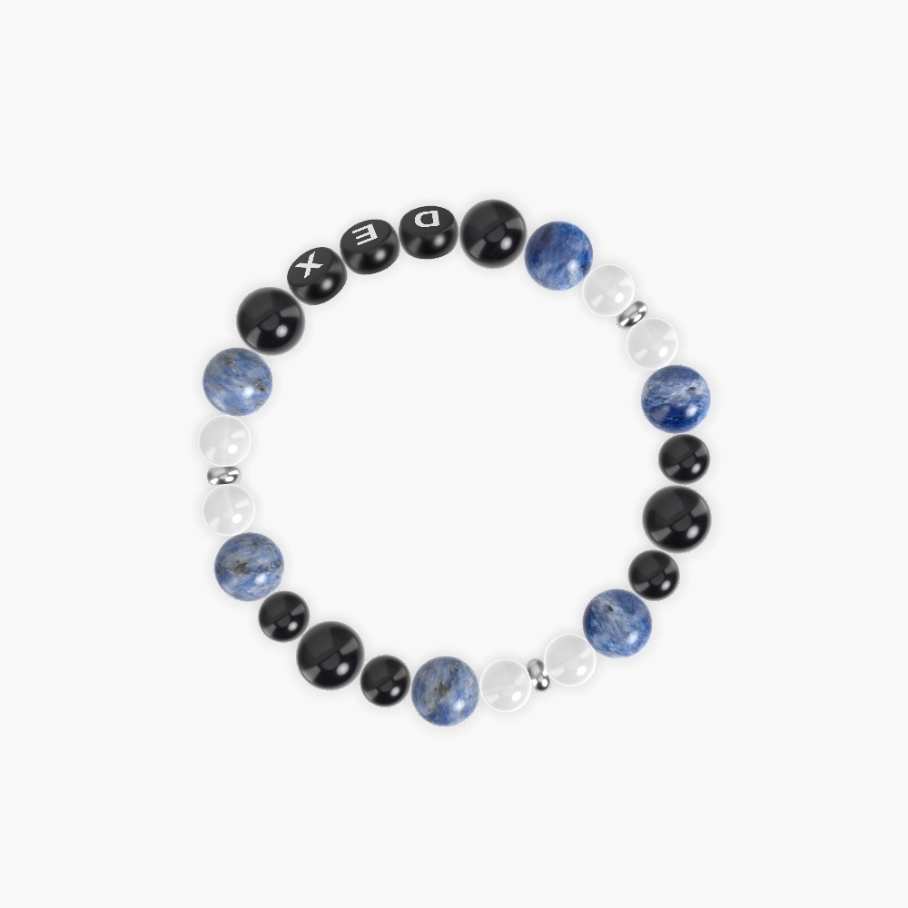 Black Obsidian, Sodalite and White Jade Bracelet