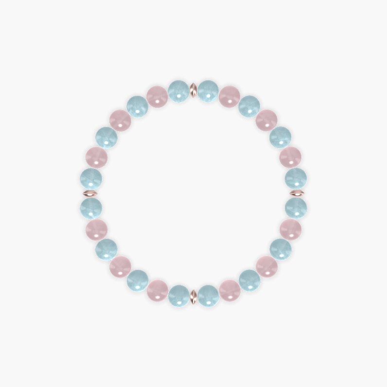Aquamarine and Rose Quartz Bracelet
