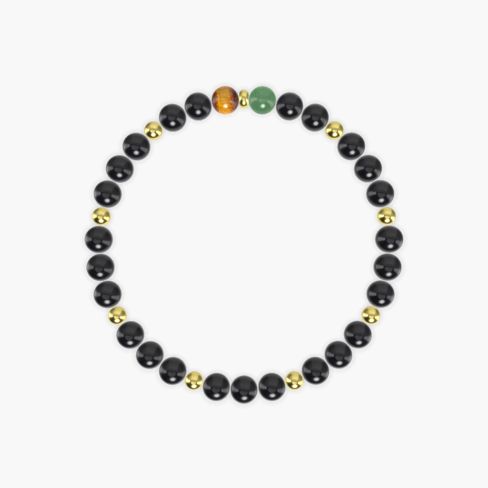 Black Obsidian, Aventurine and Tiger Eye Bracelet
