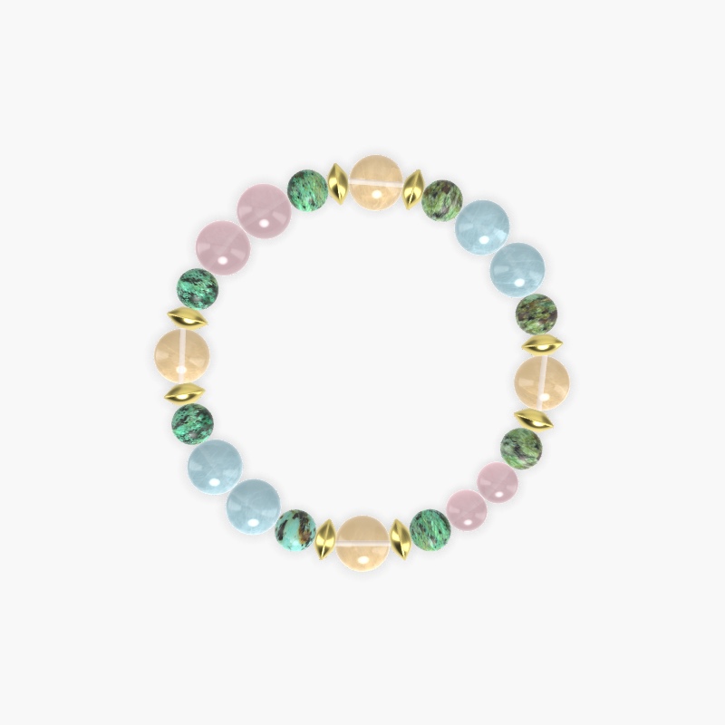 African Turquoise, Citrine, Rose Quartz and more Gemstone Bracelet