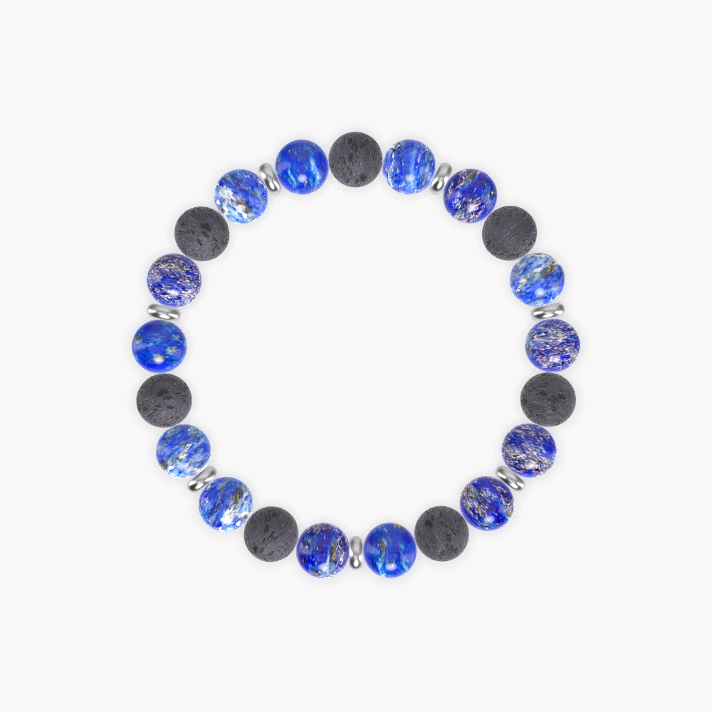Lapis Lazuli and Lava Rock Bracelet