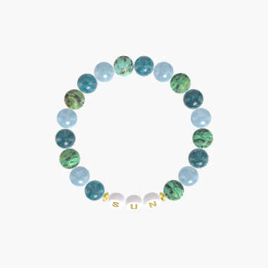 African Turquoise, Aquamarine and Apatite Bracelet