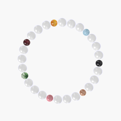 Moonstone, Moss Agate, Rhodonite, Sunstone, Black Obsidian etc. Gemstone Bead Bracelet