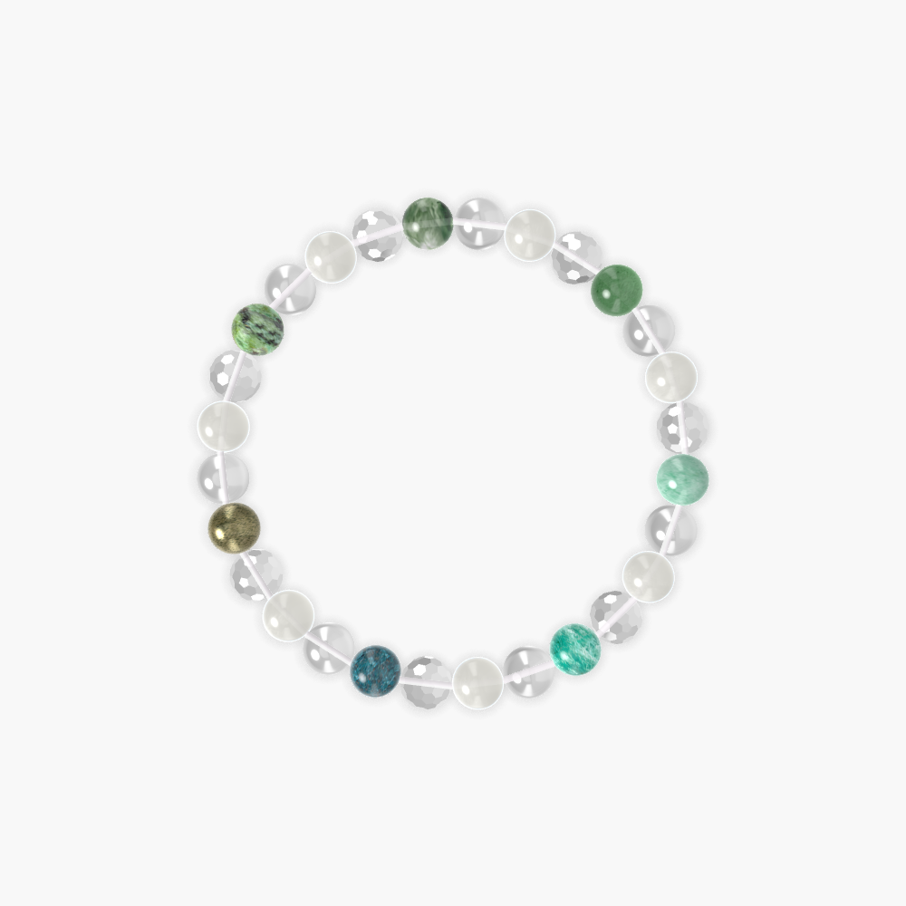 Clear Quartz, Moonstone, Pyrite and more Gemstone Bracelet