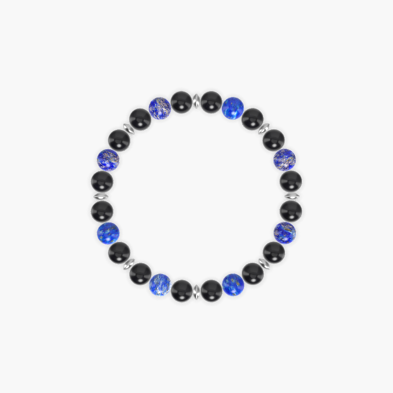 Black Obsidian and Lapis Lazuli Bracelet