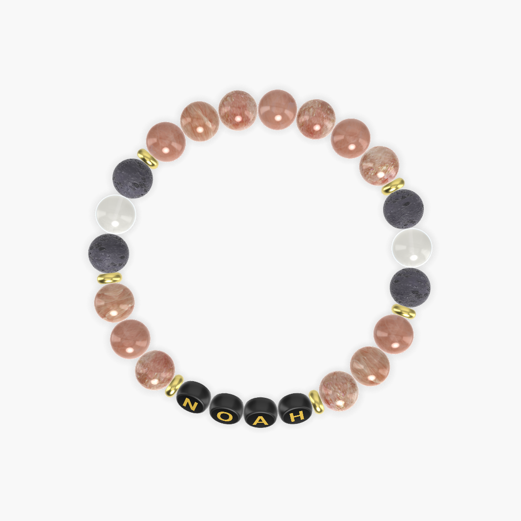 Sunstone, Lava Rock and Moonstone Bracelet