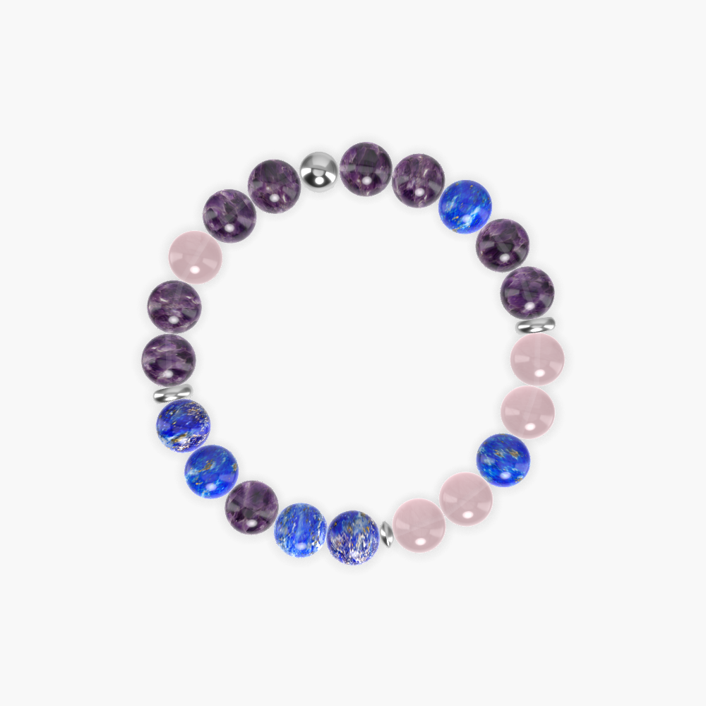 Amethyst, Lapis Lazuli and Rose Quartz Bracelet