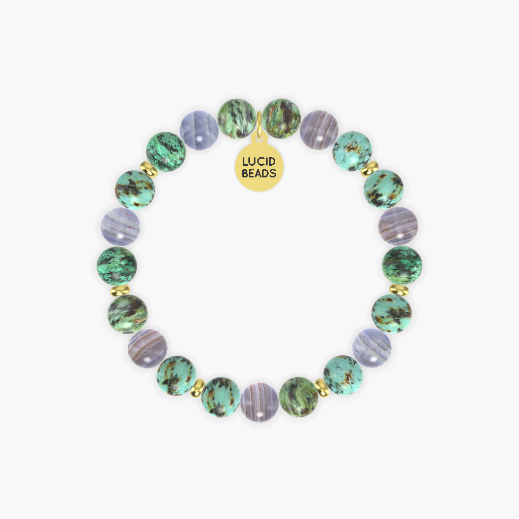 Renewal Serenity - African Turquoise and Blue Lace Agate Bracelet