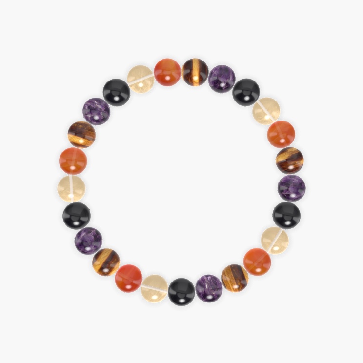 Black Tourmaline, Amethyst, Tiger Eye and more Gemstone Bracelet