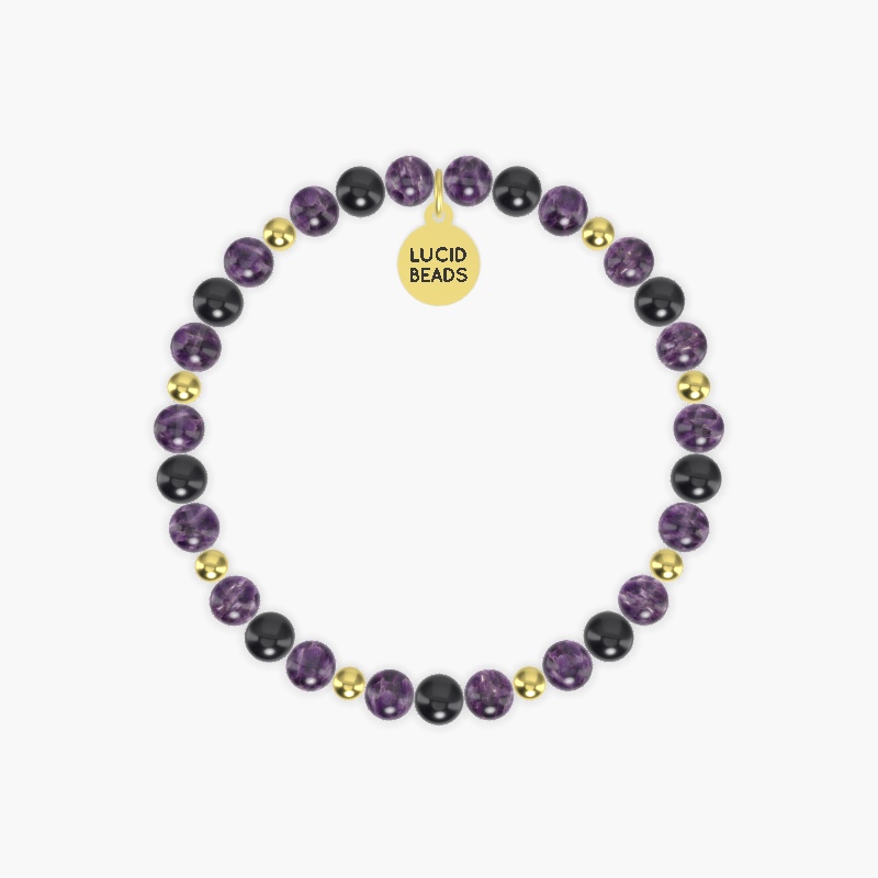 Quiet Shield - Amethyst and Black Tourmaline Bracelet