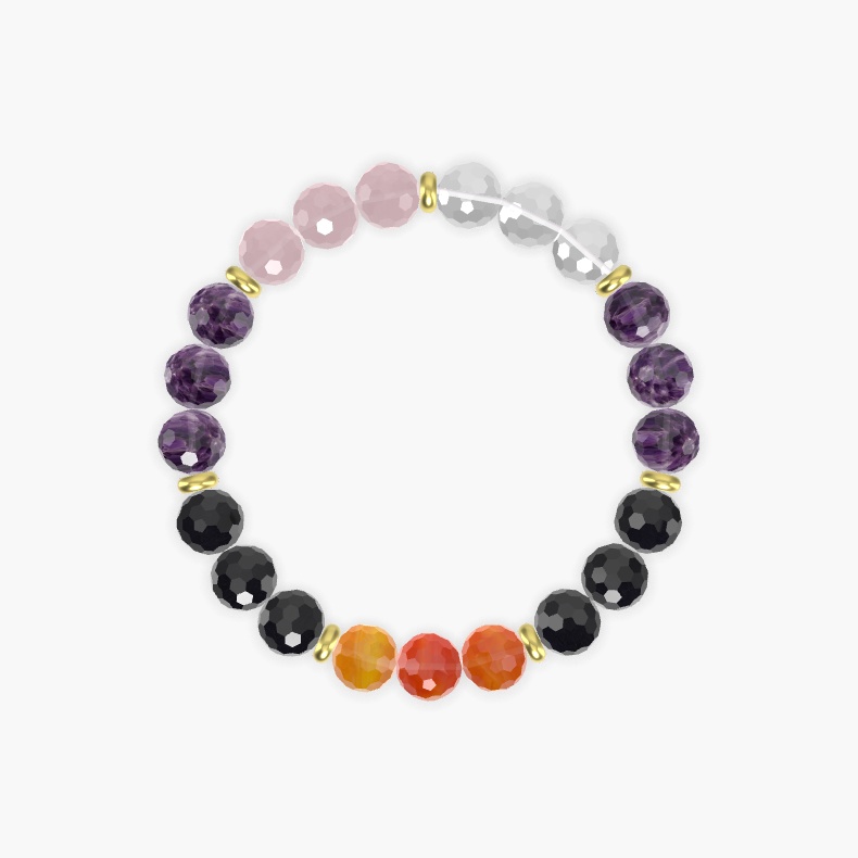 Black Tourmaline, Amethyst, Carnelian and more Gemstone Bracelet