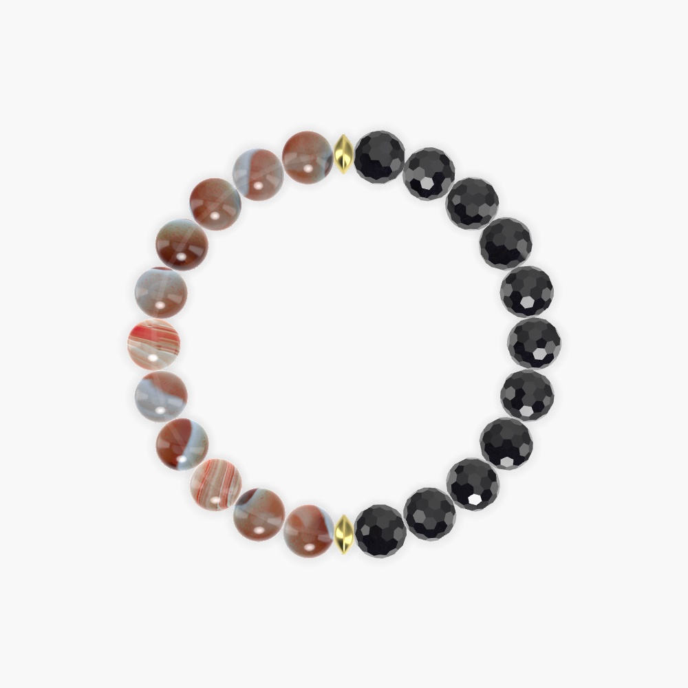 Black Tourmaline and Sardonyx Bracelet