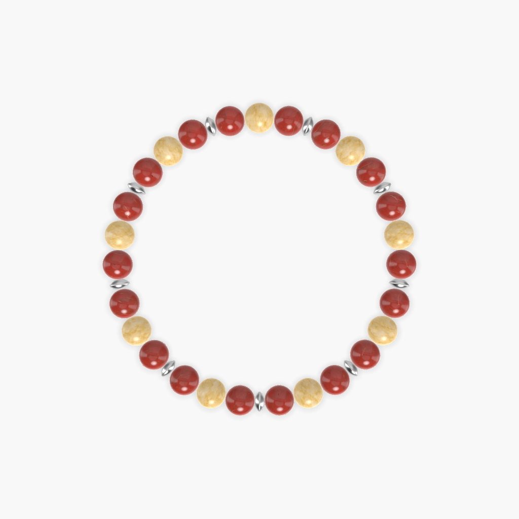 Red Jasper and Yellow Jade Bracelet