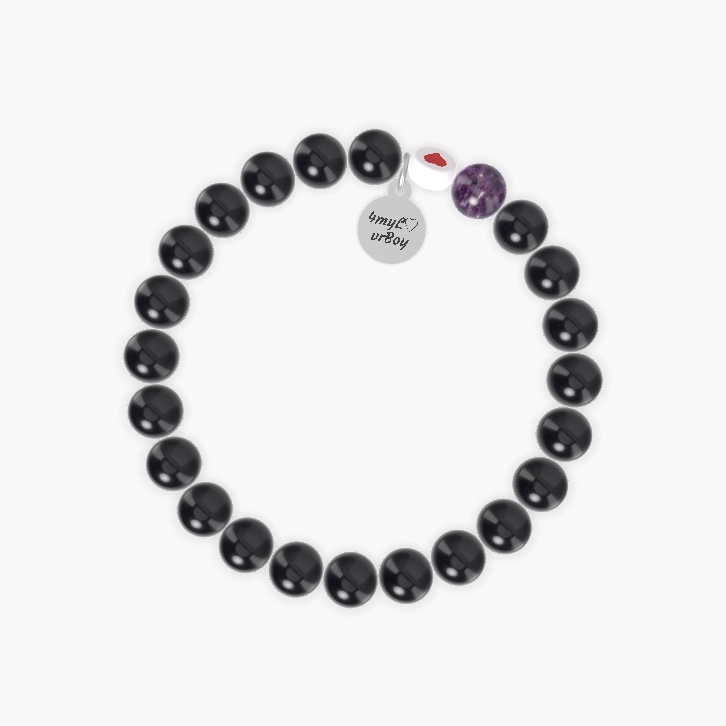 Black Obsidian and Amethyst Bracelet