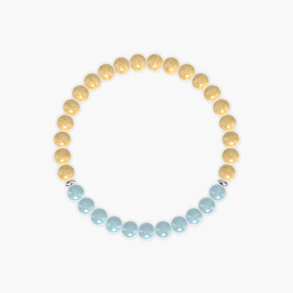 Yellow Jade and Aquamarine Bracelet
