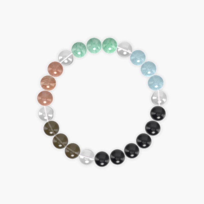 Black Obsidian, Clear Quartz, Aquamarine and more Gemstone Bracelet