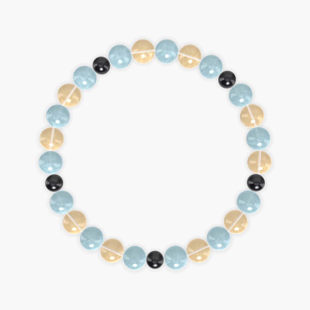 Aquamarine, Citrine and Black Tourmaline Bracelet