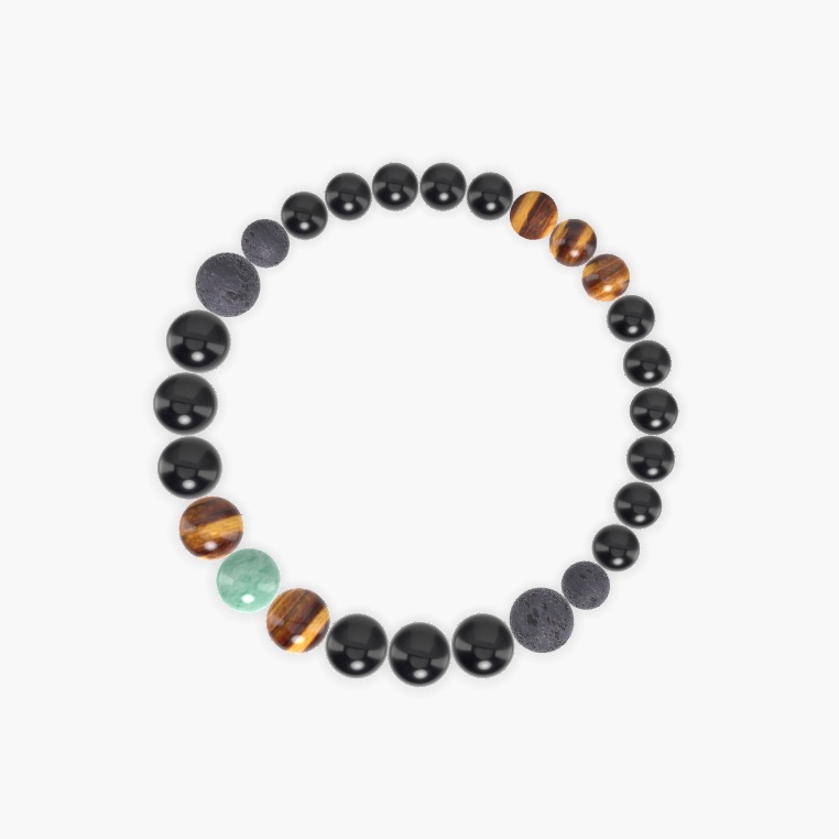 Black Onyx, Tiger Eye, Lava Rock and more Gemstone Bracelet