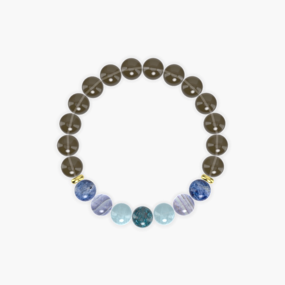 Smoky Quartz, Aquamarine, Blue Lace Agate and more Gemstone Bracelet