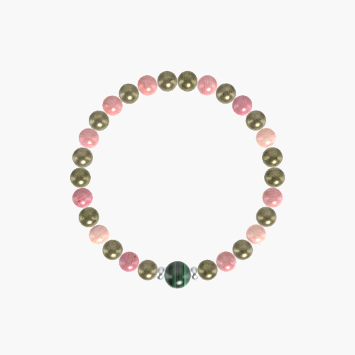 Pyrite, Rhodonite and Malachite Bracelet