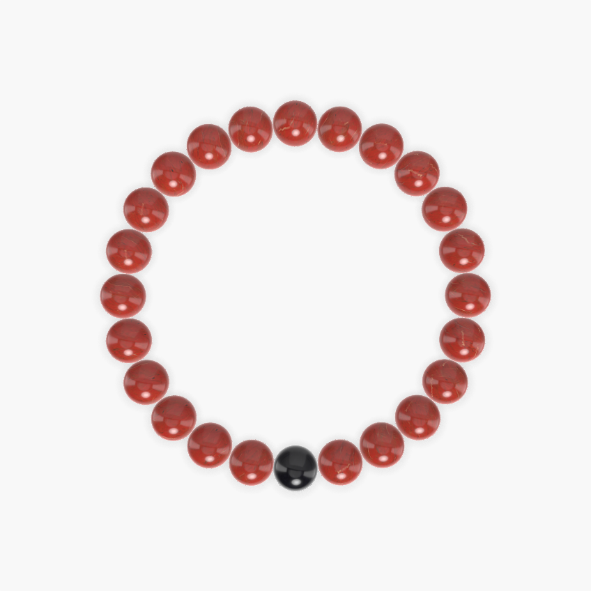 Red Jasper and Black Obsidian Bracelet