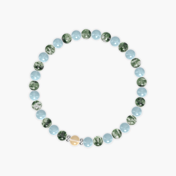 Aquamarine, Moss Agate and Citrine Bracelet