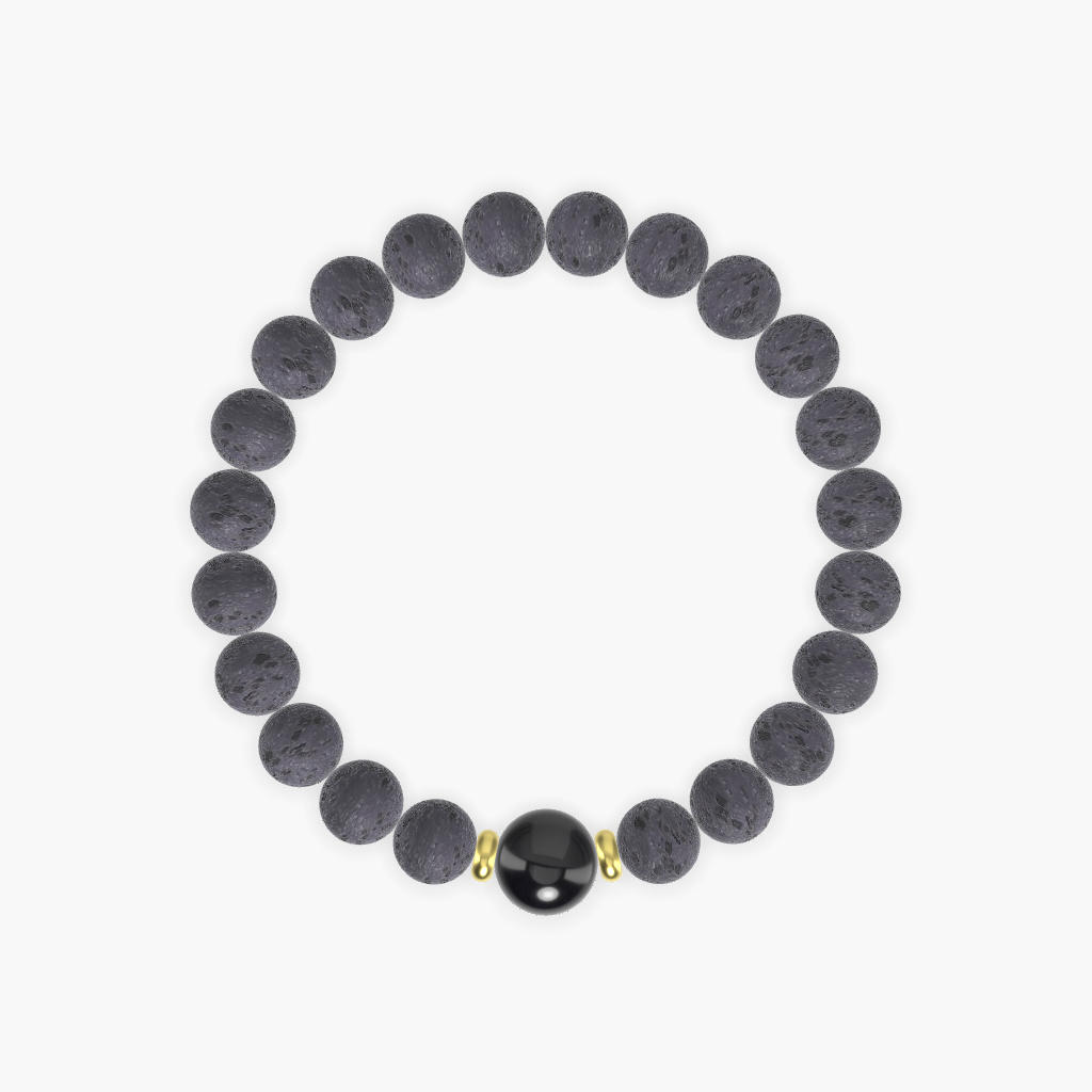 Lava Rock and Black Tourmaline Bracelet