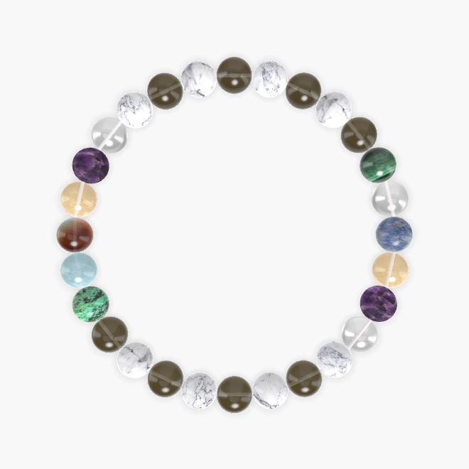 Smoky Quartz, Howlite, Clear Quartz and more Gemstone Bracelet