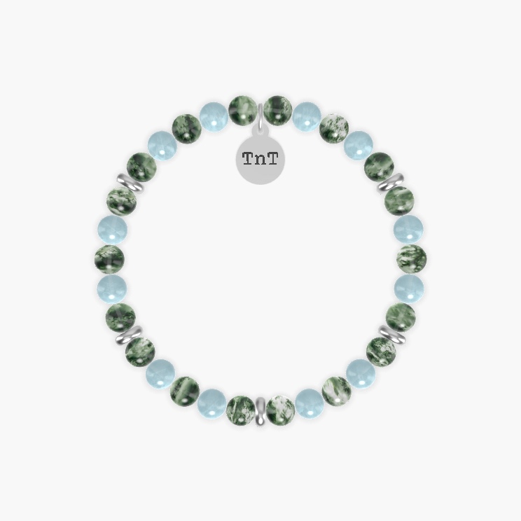Moss Agate and Aquamarine Bracelet
