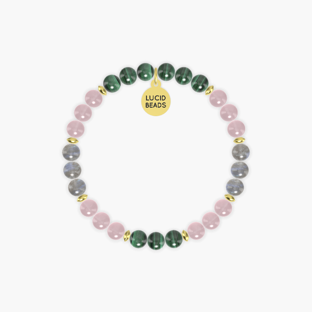 Rose Quartz, Malachite and Labradorite Bracelet