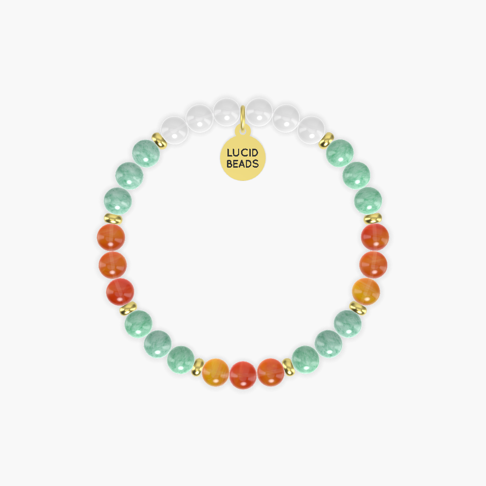 Green Jade, Carnelian and White Jade Bracelet