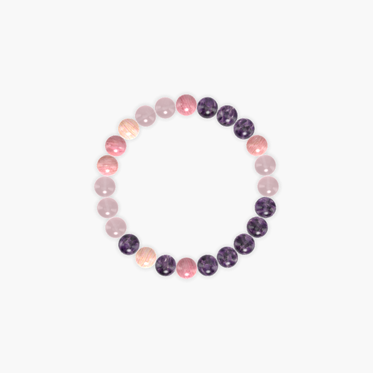 Amethyst, Rhodonite and Rose Quartz Bracelet
