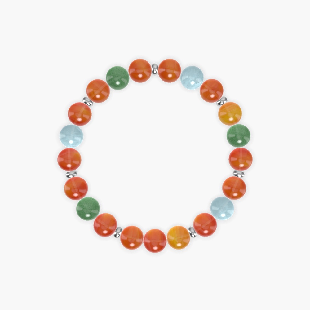 Carnelian, Aquamarine and Aventurine Bracelet