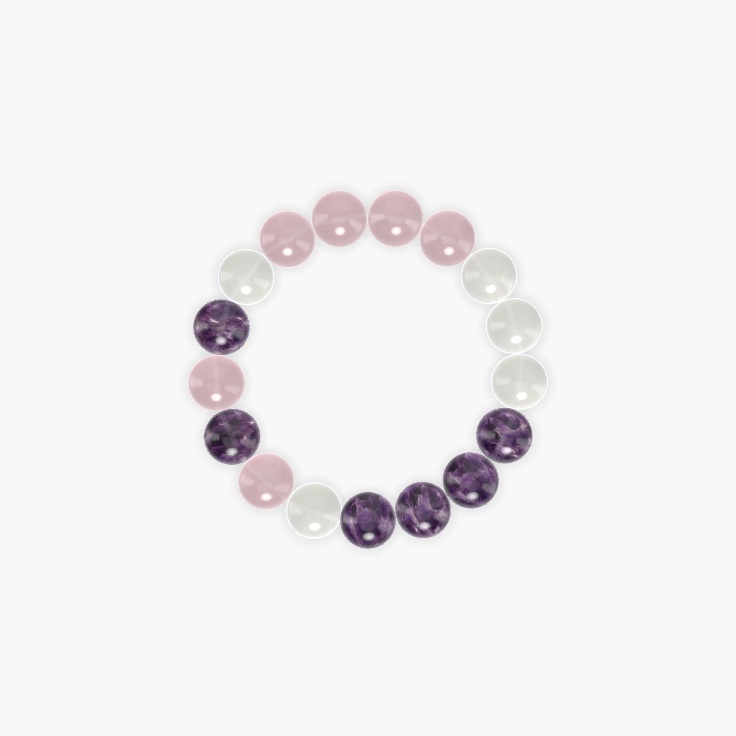 Amethyst, Rose Quartz and Moonstone Bracelet