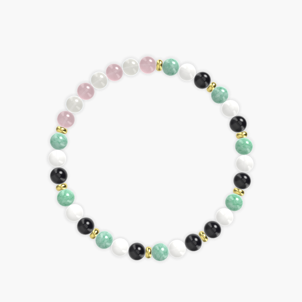Black Obsidian, White Jade, Green Jade and more Gemstone Bracelet