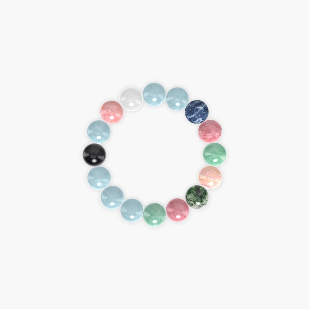 Aquamarine, Rhodonite, Green Jade and more Gemstone Bracelet