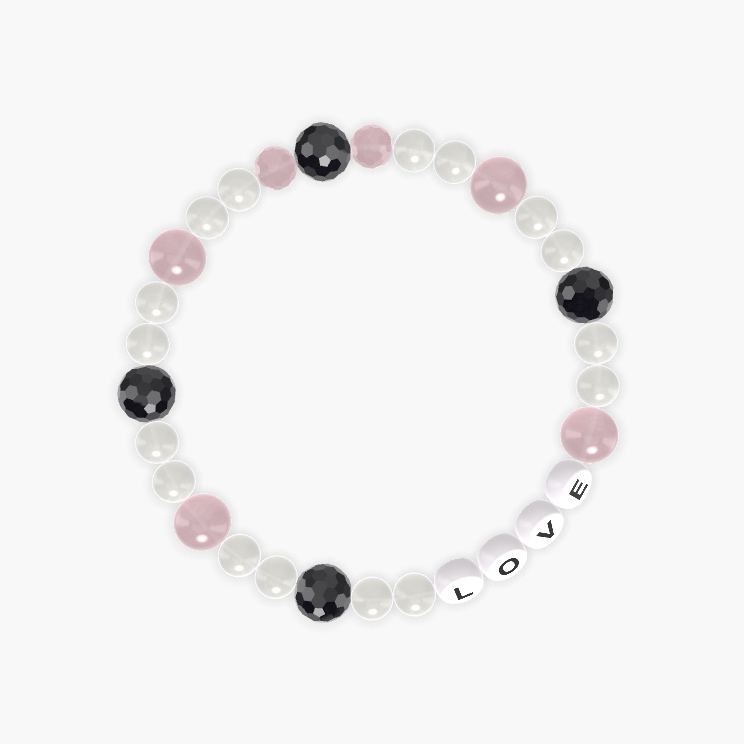 Moonstone, Rose Quartz and Black Tourmaline Bracelet
