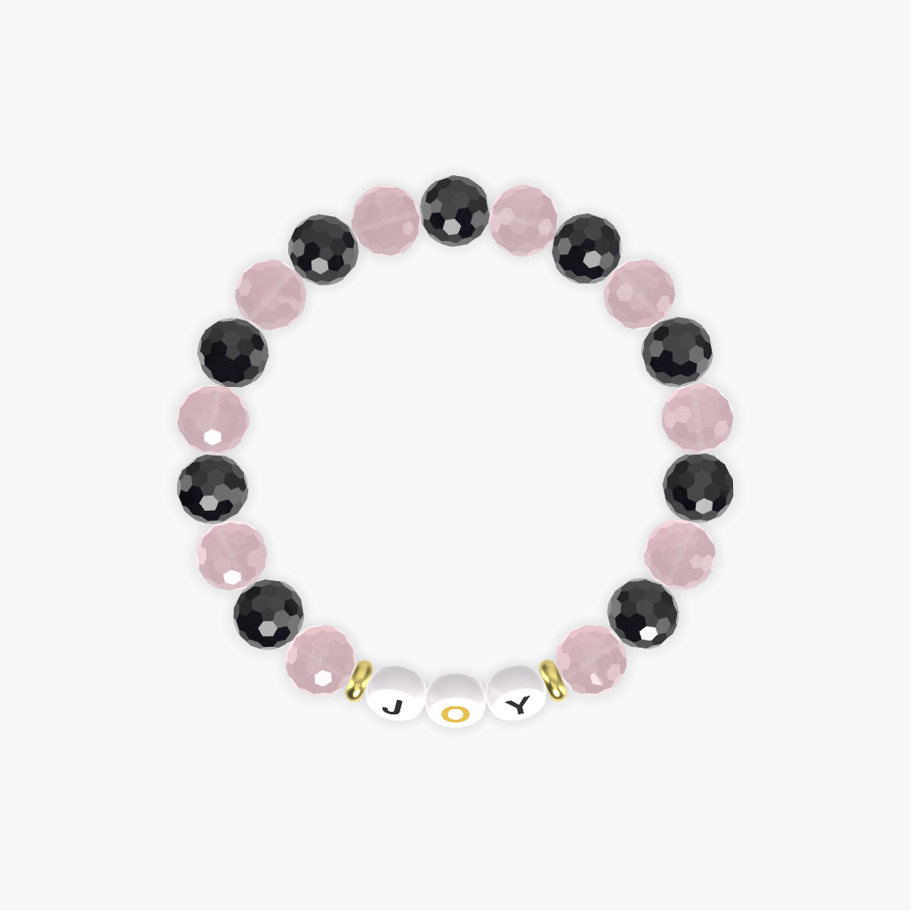 Rose Quartz and Black Tourmaline Bracelet