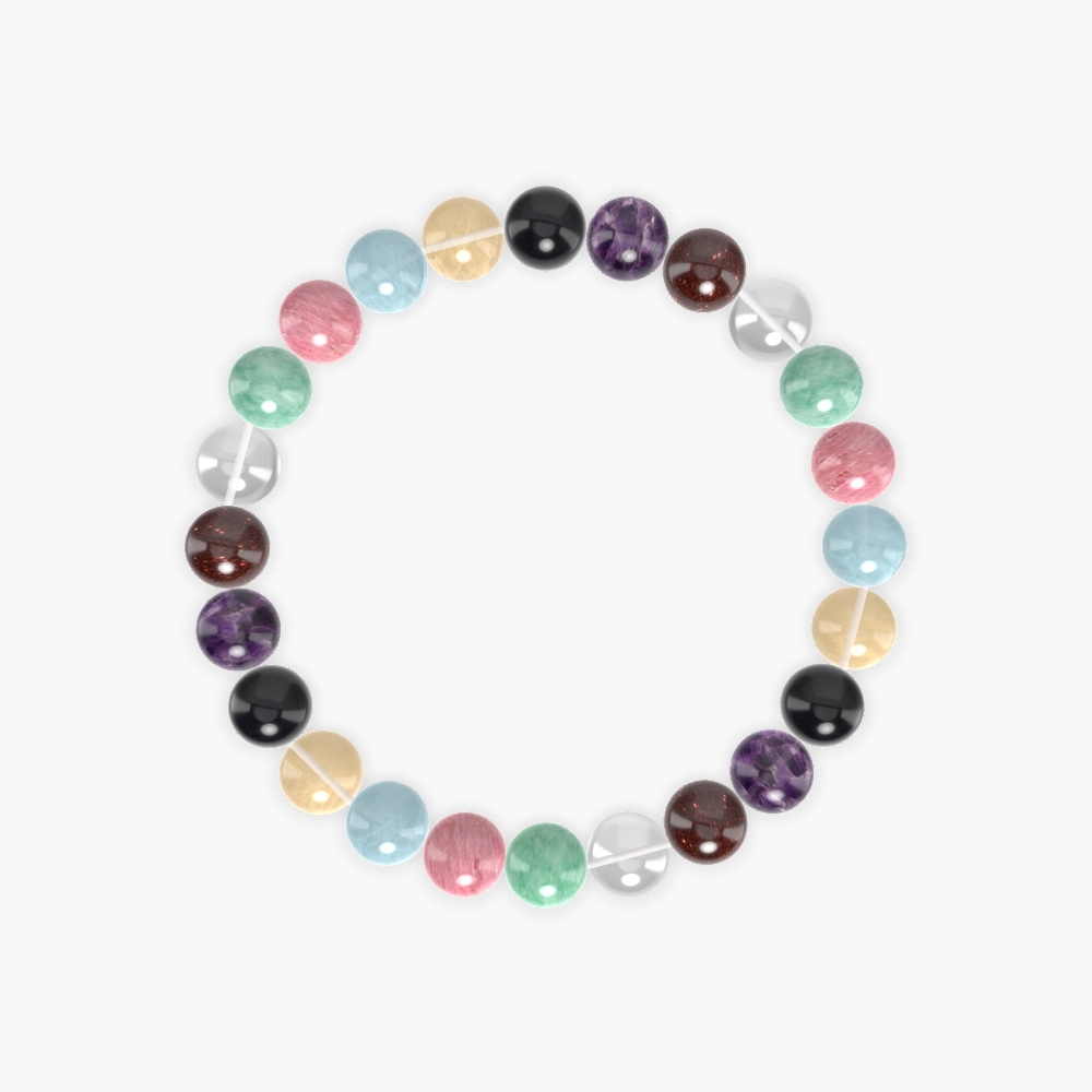 Green Jade, Clear Quartz, Garnet and more Gemstone Bracelet