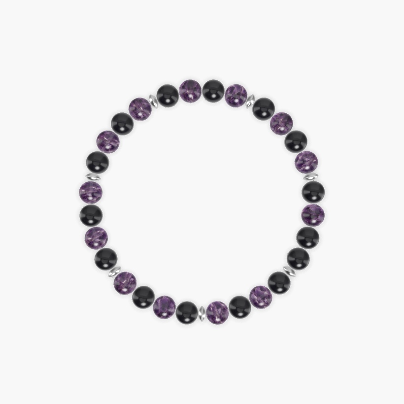 Black Obsidian and Amethyst Bracelet