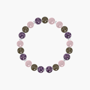 Amethyst, Smoky Quartz, and Rose Quartz Gemstone Bracelet