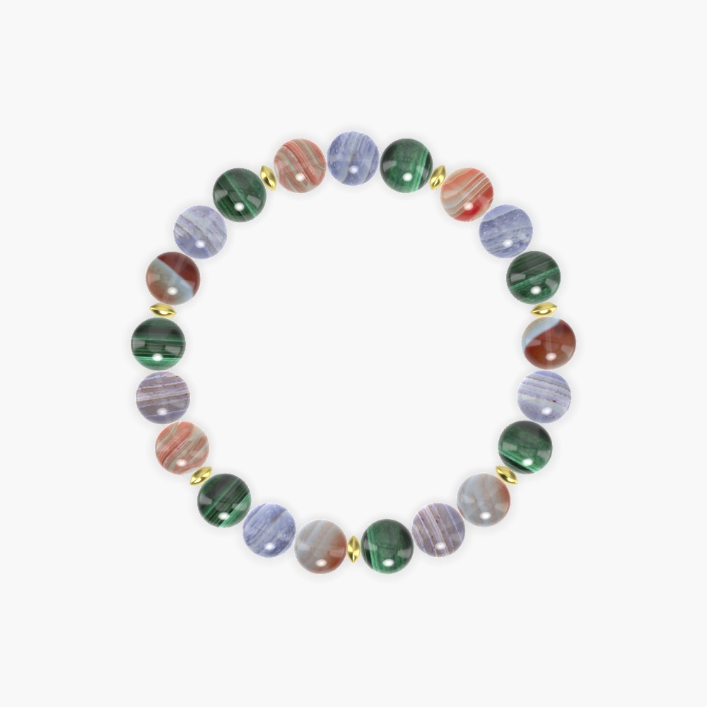 Malachite, Blue Lace Agate and Sardonyx Bracelet