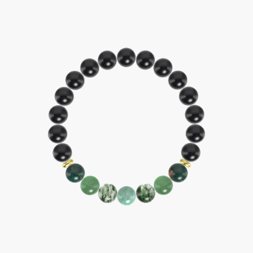 Black Obsidian, Moss Agate, Aventurine and more Gemstone Bracelet