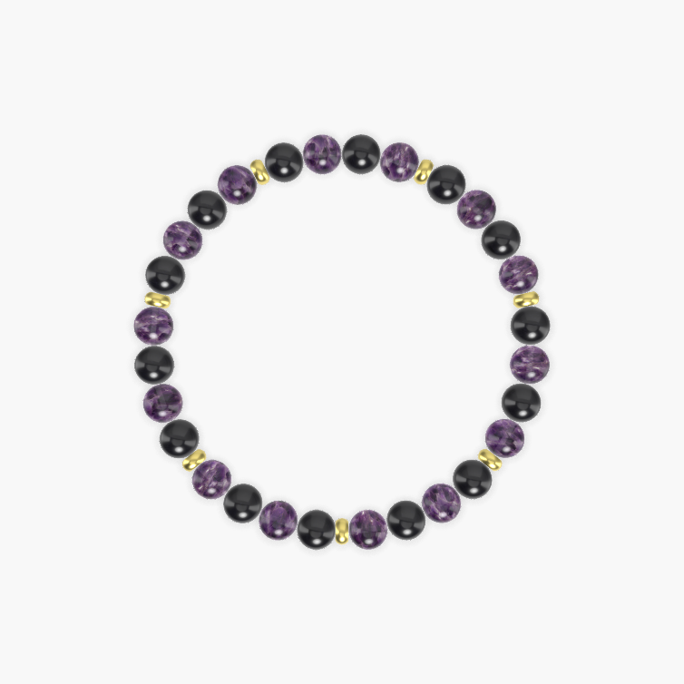Amethyst and Black Tourmaline Bracelet